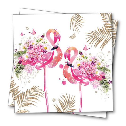 Flower Flamingos Papierservietten
