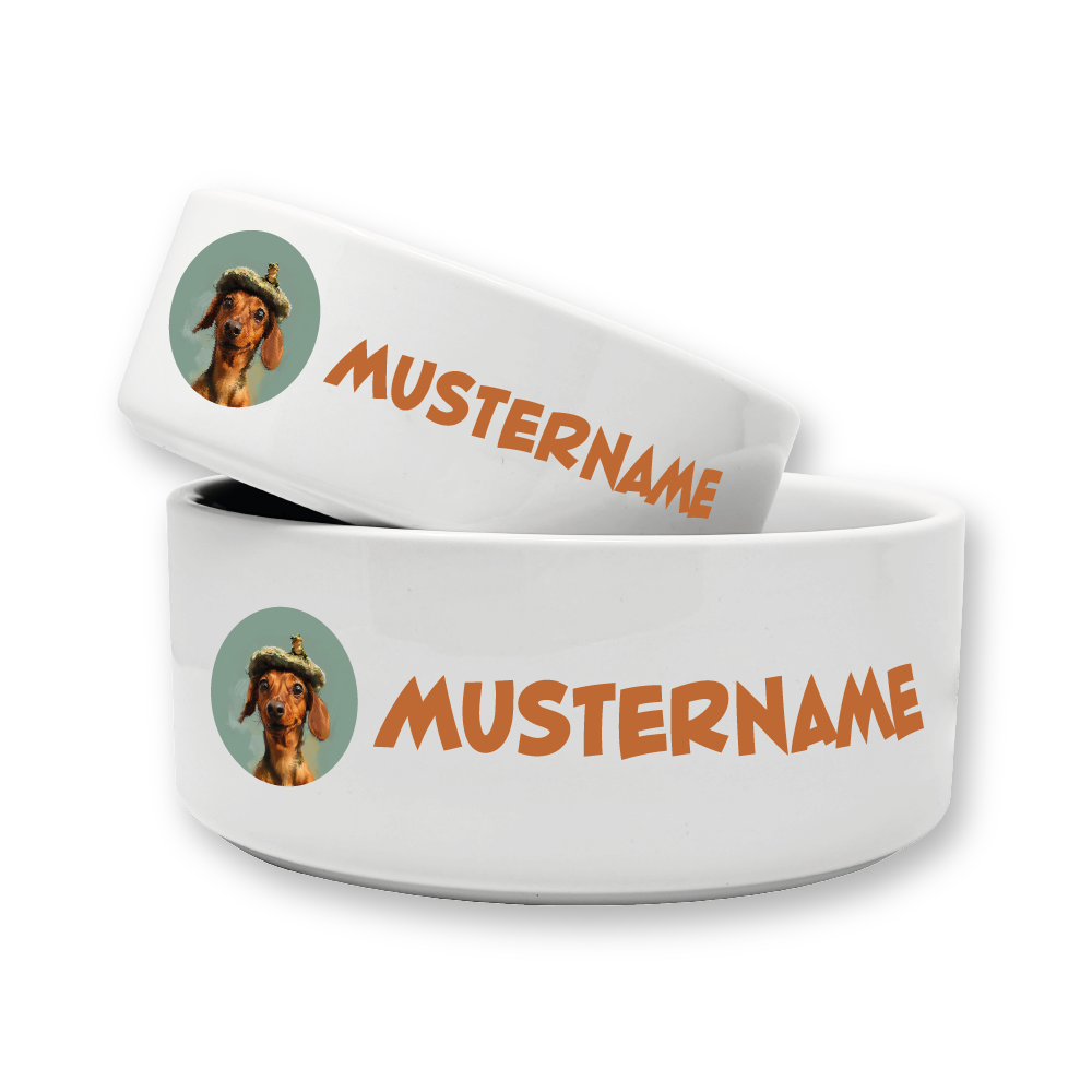Personalisierbarer "Mr. Wiener" Futternapf