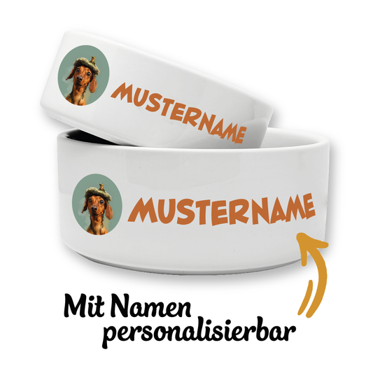 Personalisierbarer "Mr. Wiener" Futternapf